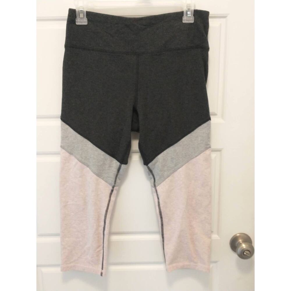 Calvin Klein Performance Chevron Colorblock Leggings Womens L Gray Pink